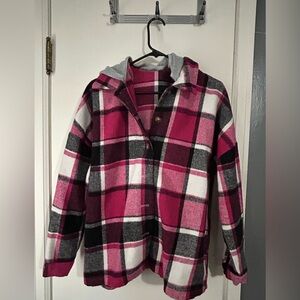 Pink Plaid Hooded Jacket